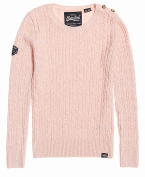 Superdry Croyde Cable Knit Női Kötöttáru Rózsaszín | RJFCZ2048